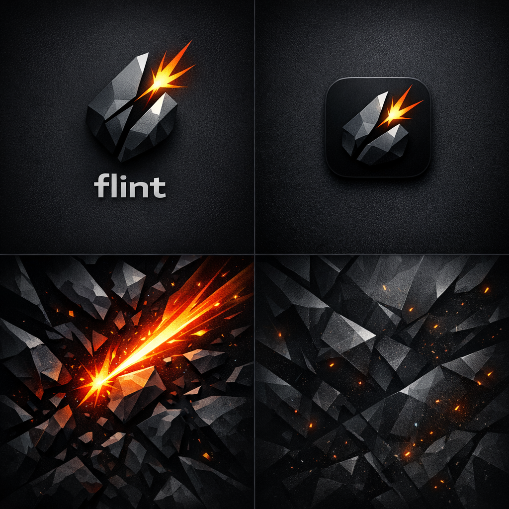 Flint artwork, a spark striking stone